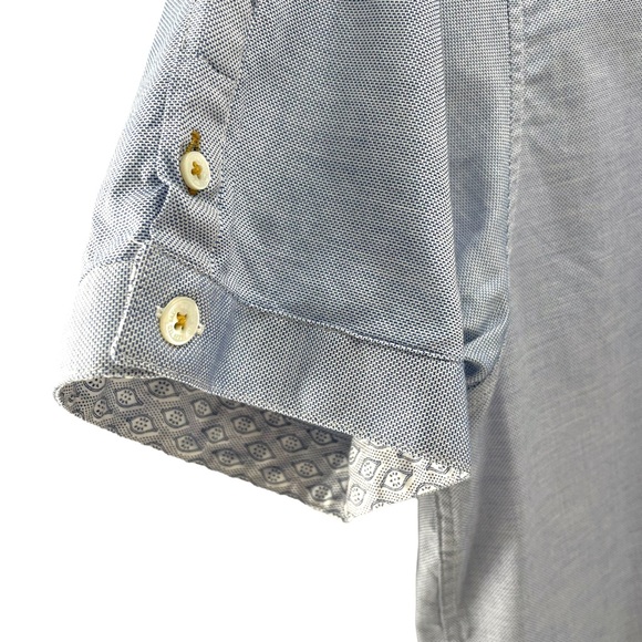 Ted Baker London Size 5 Short Sleeve Button Down Shirt DBL Button Sleeve Accent - Picture 6 of 11